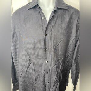 ZARA MAN Men's Gray Button-Up Striped Shirt